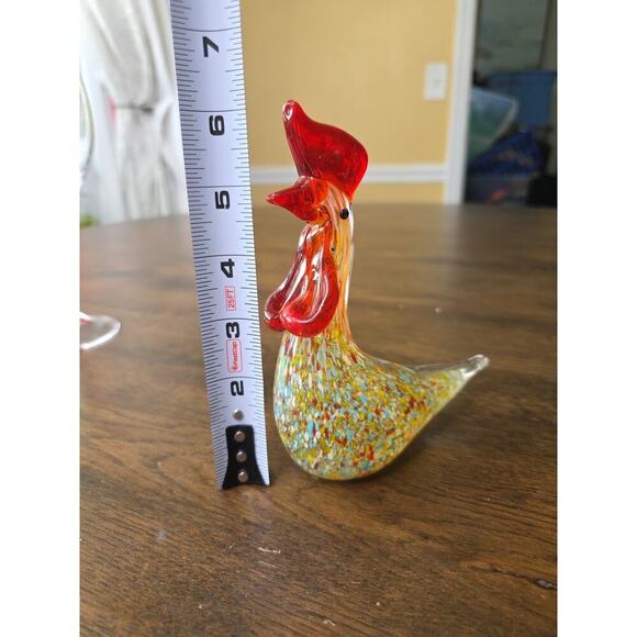 Hand Blown Art Glass Long Tail Rooster Figurine/Multicolored - Picture 6 of 16